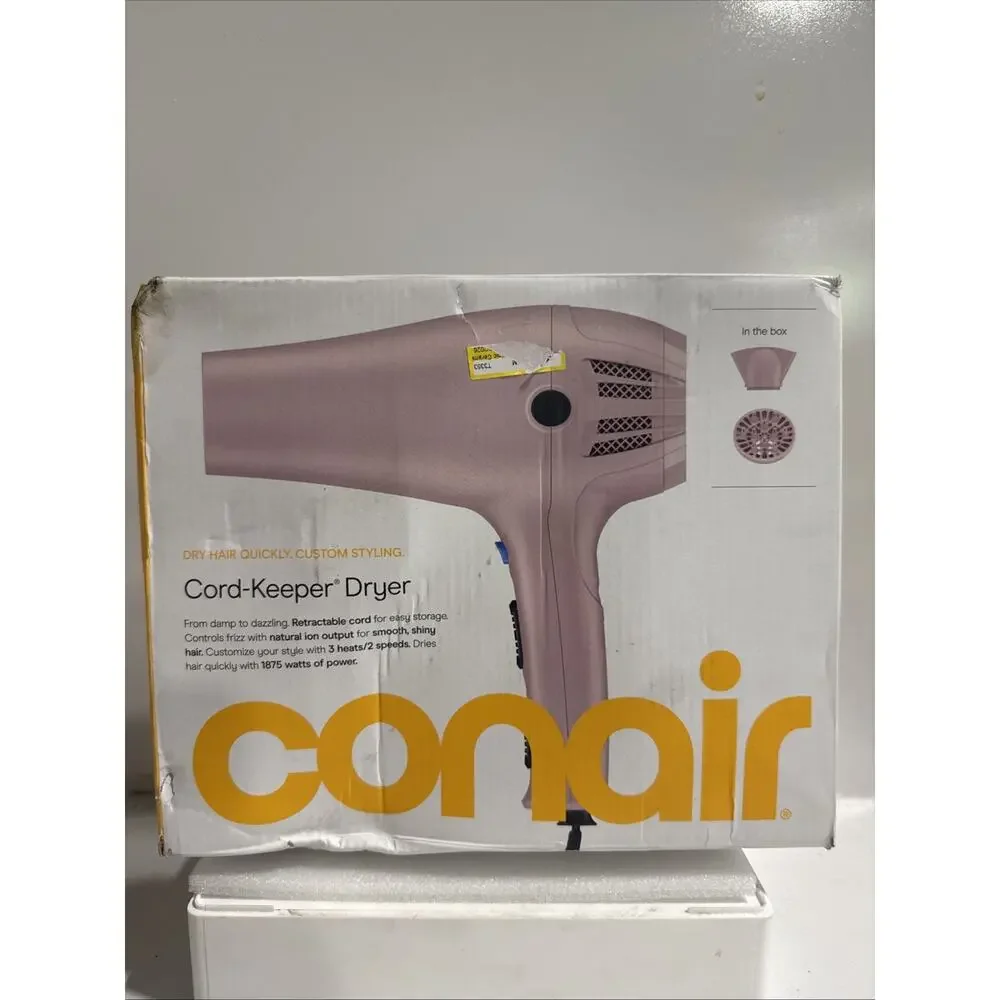 Ionic Tourmaline Retractable Cord Hair Blow Dryer With Attachments